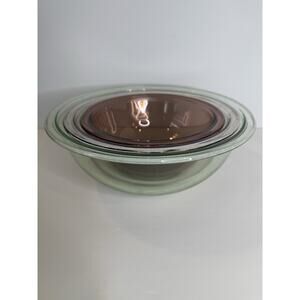 Vintage Pyrex Colored Glass Mixing Bowl Set Green 325, Amethyst 323, Plum 322